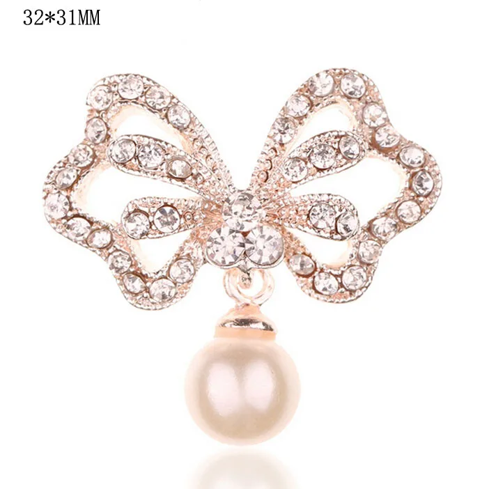 

10pcs/lot 32*31MM Large Crystal wedding Embellishment Rhinestone Button with pearl pendant for diy accessories