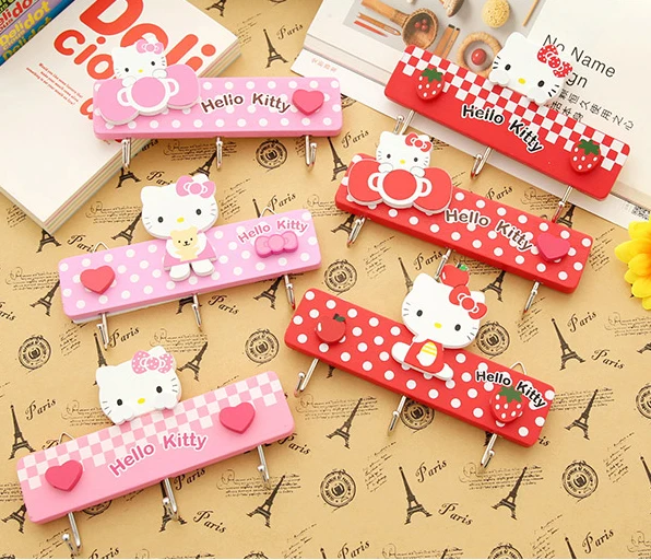 

1 Pcs Cartoon Hello Kitty Home Door Wardrobe Key Hanger Kitchen Towel Wall Hook