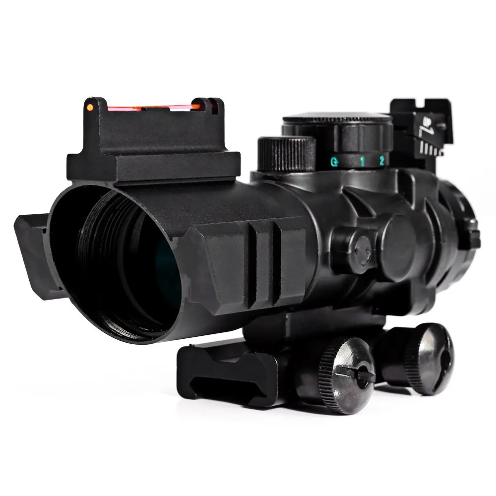 Hunting 4 X 32 Compact Rifle Scope Fiber Sight Red Dot Scope With Hunting 4 X 32 Compact Rifle Scope Fiber Sight Red Dot Scope With
