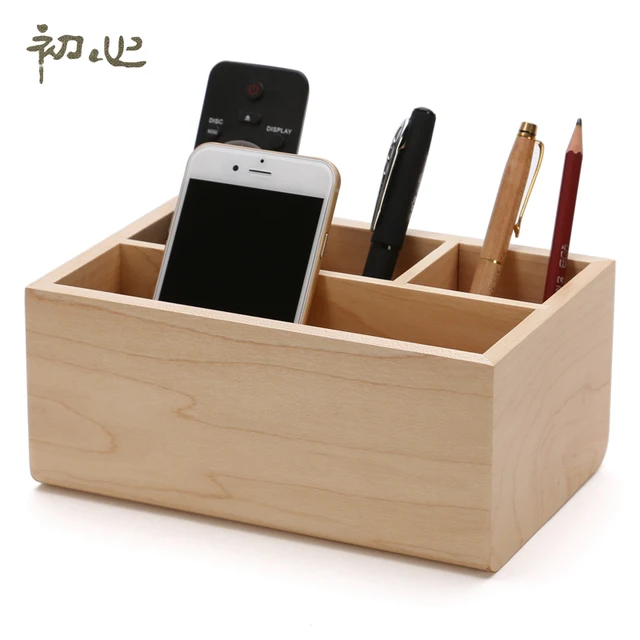 Maple Wooden Storage Box 4 Holes Gome Wood Small Box Desktop Storage
