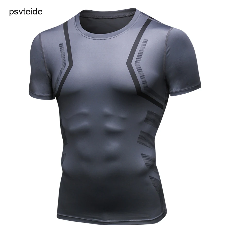 Psvteide Рашгард Мужская гимнастическая майка для бега спортивная рубашка мужская сухая Фитнес Футболка camisa esporte сжатый Топ для мужчин с 3D принтом