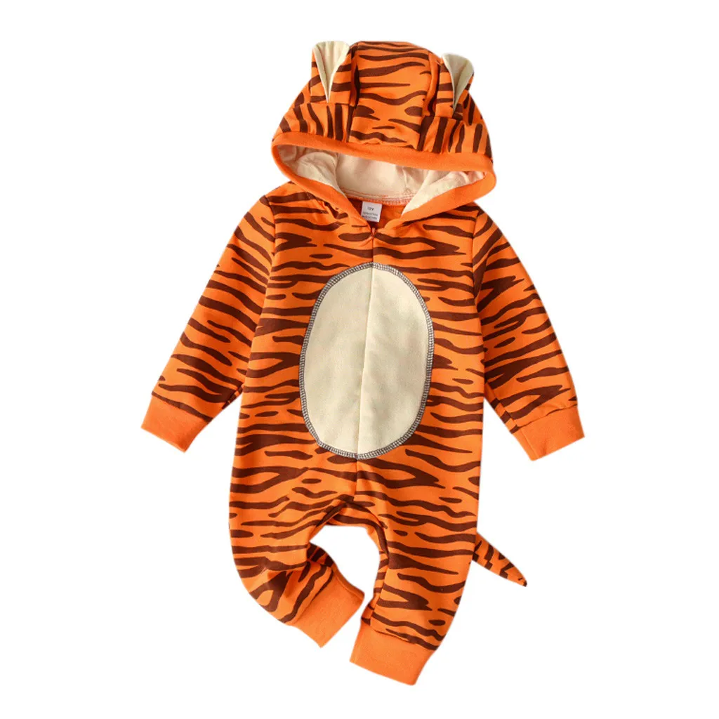 Комбинезон с капюшоном и Рисунком Тигра для новорожденных девочек и мальчиков; Спортивный костюм; модный детский костюм; брендовый Детский костюм