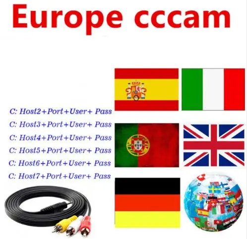 

CCcam Clines for 1 Year Europe Satellite TV Receiver 7 Lines Servers Stable CCcam Cline