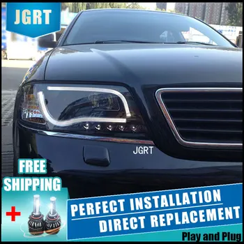 

Car Styling Headlight assembly 1999-2004 for AUDI A6 DoubleU Angel Eye LED DRL Lens Double Beam H7 with hid kit 2 pcs.