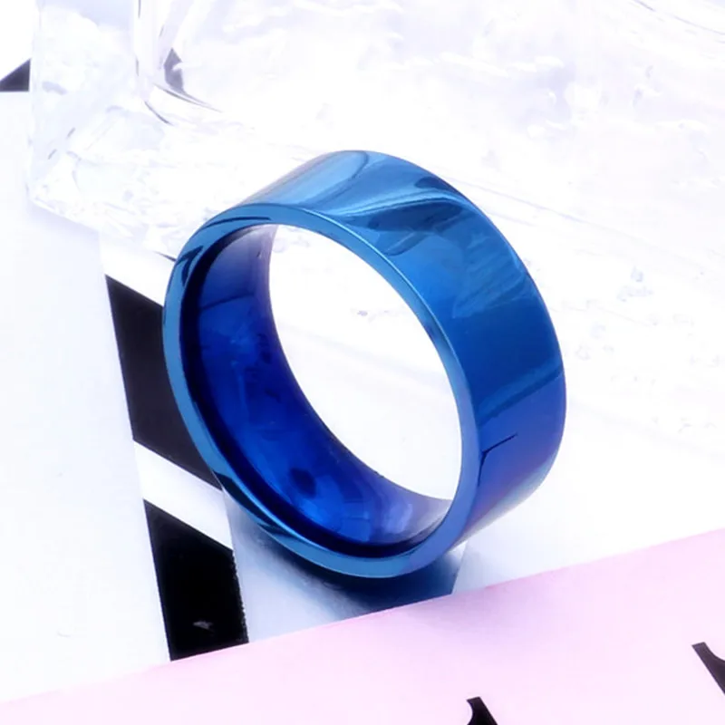 

High Quality 8MM Blue Titanium Ring