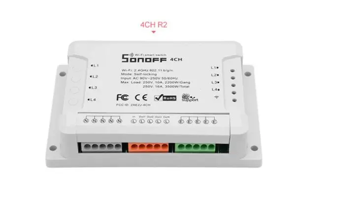 Sonoff 4CH Pro R2, умный Wifi переключатель 433 МГц RF Wifi светильник 4 банды 3 режима работы инчинг интерлок умный дом с Alexa