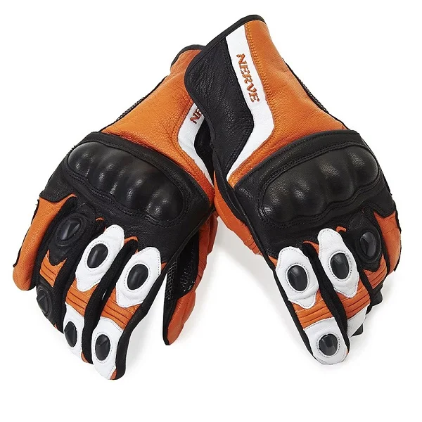Нервы Мотоциклетные Перчатки весна лето водонепроницаемые ветрозащитные перчатки кожаные перчатки, дышащие Нескользящие KQ011 - Цвет: Orange