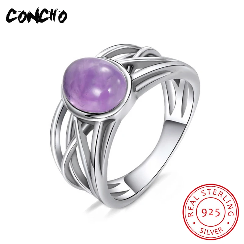 2018 Rushed New Trendy Bands Amethyst Party Tension Setting Anel Feminino Concho Jewelry 925 Sterling Geometric Rings For Women | Украшения