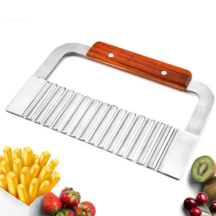 

Potato Chips Slicer Wave Cutter Hand-made Soap Knife Wave Knife Wood Handle Stainless Steel Wave Knife