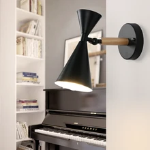 MEWELL E27 светодиодный настенный светильник современный деревянный светодиодный настенный светильник для коридора кафе коридора Настенные светильники для спальни с металлическим абажуром
