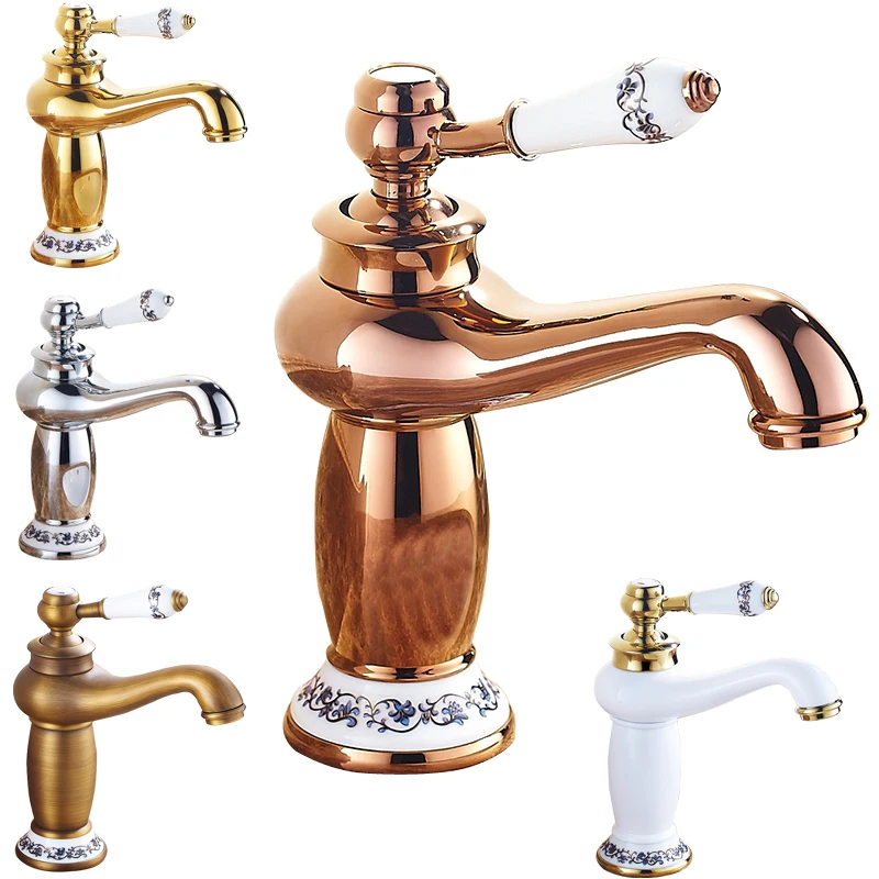 Brand New Bathroom Vessel Sink Faucet Deck Mounted Single Handle Brass 5 colors Hot and Cold