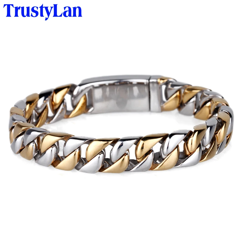 Браслет TrustyLan мужской золотистый длина 22 см на запястье 2018 | Украшения и