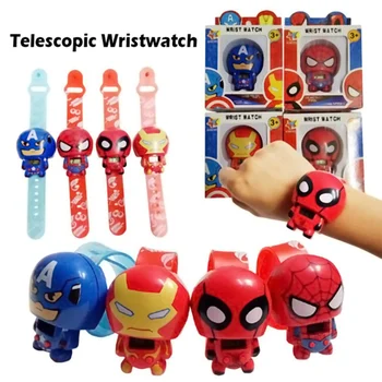 

Action Marvel & DC Heros Figurine Telescopic Wristwatch Caption America Wonder Woman Deadpool Hulk Thor The Flash Model Toys