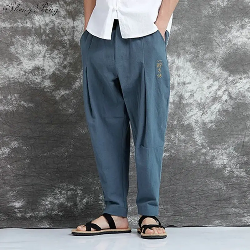 Традиционная китайская одежда для мужчин wushu Одежда Кунг-фу брюки льняные Мужские штаны в китайском стиле крыло chun одежда G176