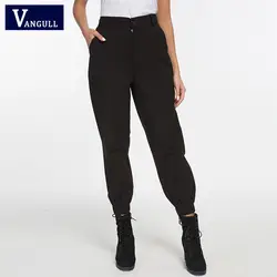 Vangull 2019 весна женские брюки-карго Беговые брюки в повседневном стиле черные модные эластичные Высокая талия Свободные женские мотобрюки