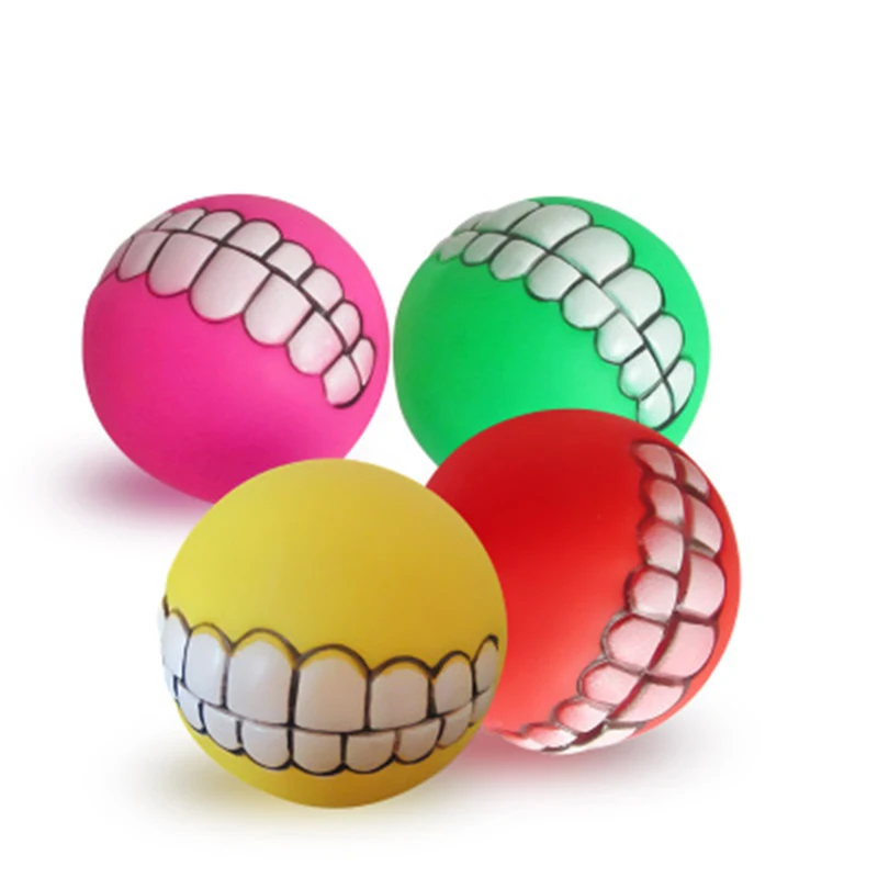 

Funny Pets Dog Puppy Cat Ball Teeth Toy PVC Chew Sound Dogs Play Fetching Squeak Toys Pet Supplies Free Shipping