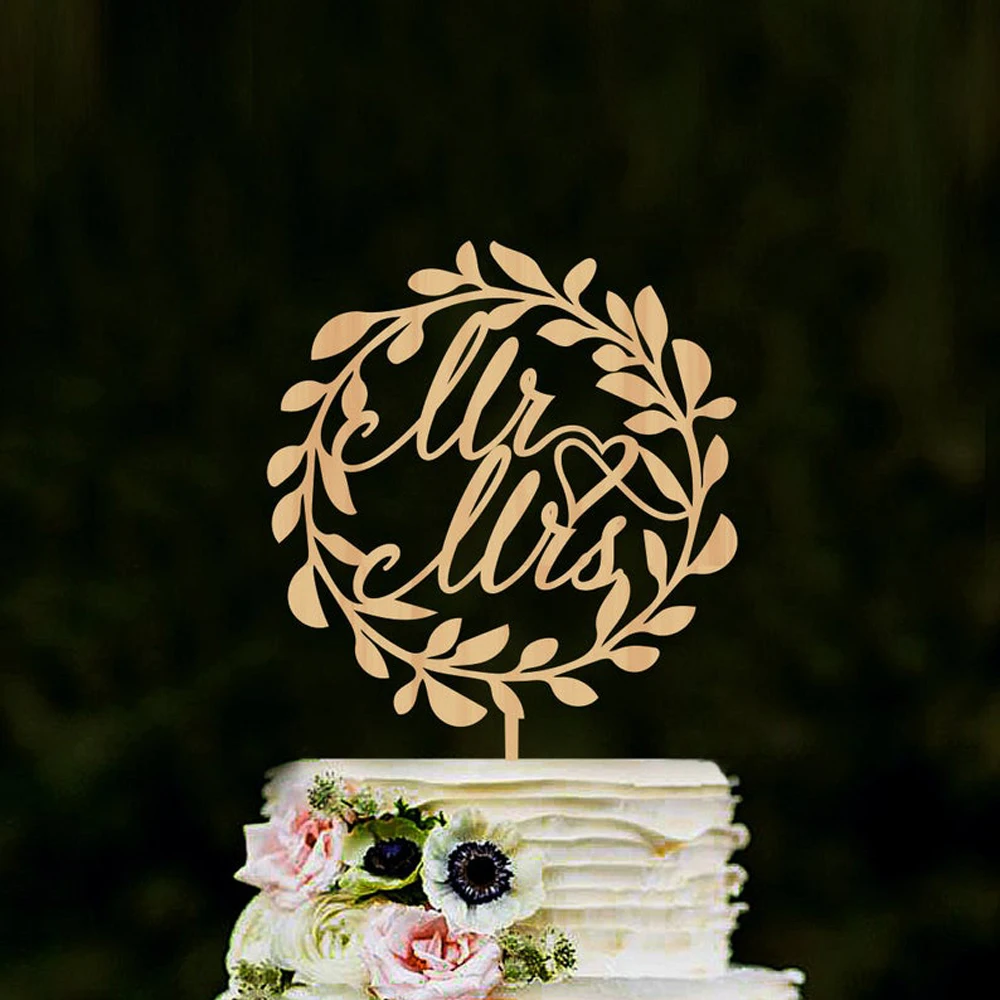 

Mr&Mrs Wreath Cake Topper Wedding Rustic Cake Topper Custom Cake Topper For Wedding Anniversary Party,Personalized Wedding Decor