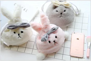 

3pcs Birth ceremony cute rabbit dolls drawstring pocket kids Plush toys buggy bag coin purse decoration favor gifts for girls
