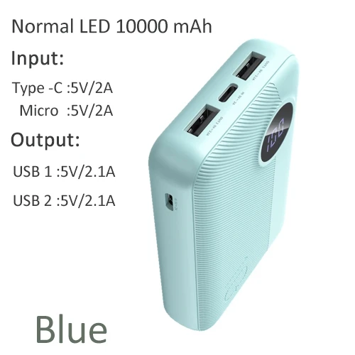 ROCK Mini power Bank 10000 мАч светодиодный дисплей USB C PD Быстрая зарядка 3,0 18 Вт мини-камера PD power bank 3A Быстрая зарядка Внешняя батарея - Цвет: Blue