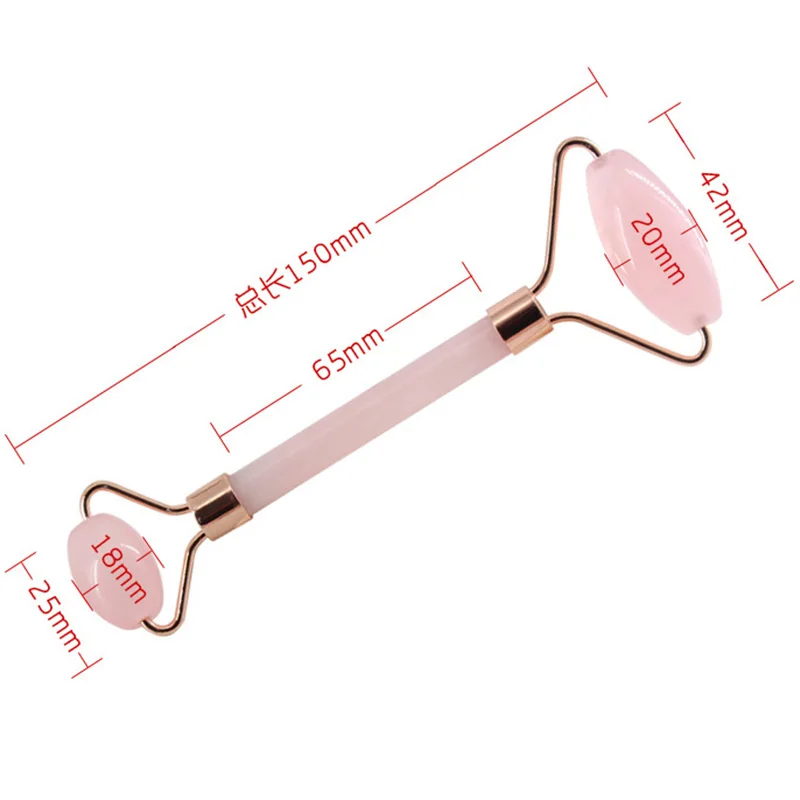 Натуральный розовый КВАРЦЕВЫЙ массажер для лица с кристаллами, нефритовый массажер для тела, ролик для удаления морщин, инструмент для похудения лица