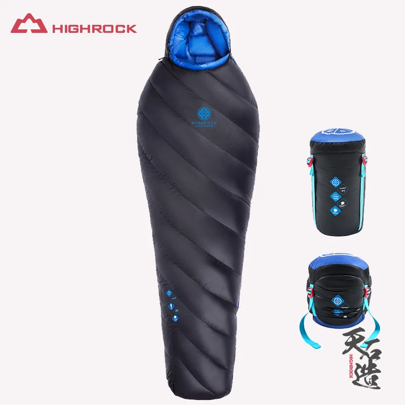 

Highrock 700FP 90% Goose Winter Goose Down Adult Mummy Sleeping Bag with compression bag -5, -10, -15, -20 degree (left zipper)