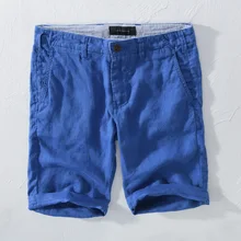 Летние новые льняные хлопковые шорты мужские