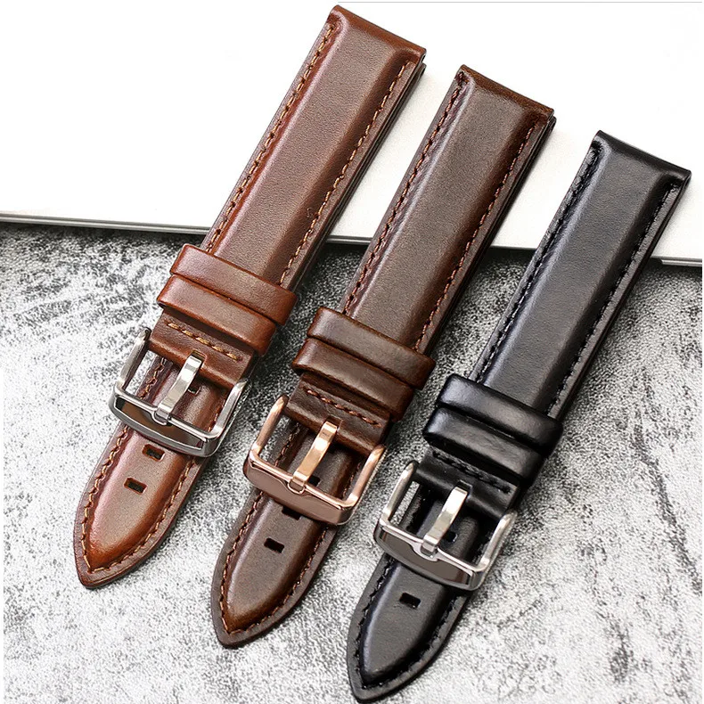 

13/17/20mm For DW watch substitute leather watch with top layer cowhide crocodile leather pattern high-end