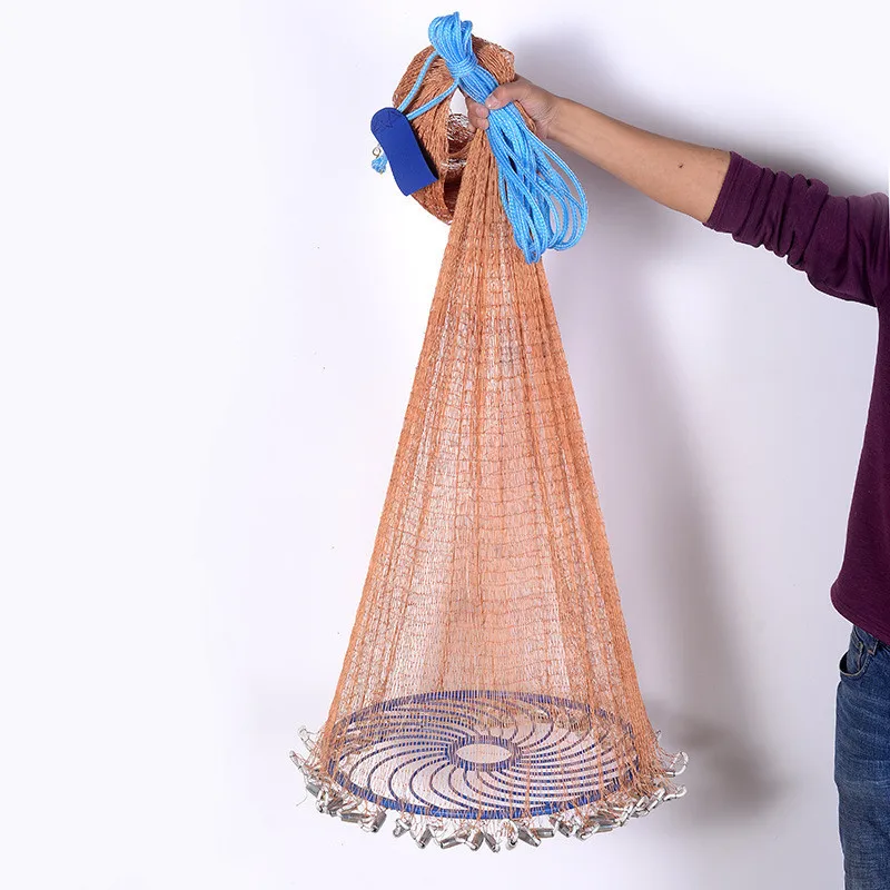 

Upgraded Flying Disc American Hand Cast Fishing Net with Lead Sinkers 300 360 420 480 540 600 720cm Throw Net Fishing Tools