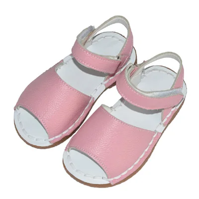 Сандалии для девочек; Новинка года; летние детские сандалии из натуральной кожи для девочек; простые детские сандалии на мягкой подошве; обувь для девочек - Цвет: Pink
