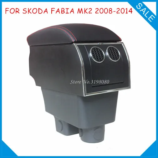 

FOR SKODA FABIA MK2 2008-2014 8pcs USB Armrest,All-IN-ONE Car center arm rest console box with hidden cup holder Car Accessories