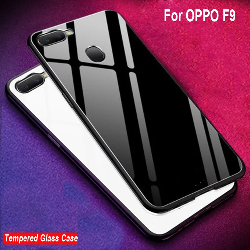 Чехол из закаленного стекла для OPPO F9 F 9 градиентная цветная задняя крышка мягкий