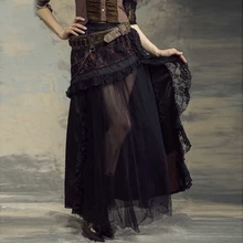 Для женщин шифон и кружево Готический стимпанк длинные стандартная юбка SP144