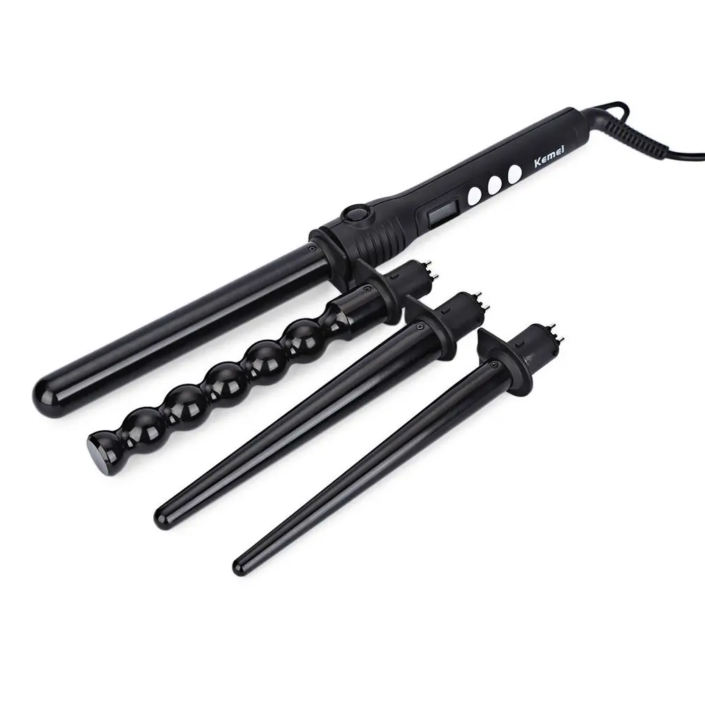 

KM-4083 hair Curler Roller Removable Curling Iron Conical Curling Wand Set Nano Titanium with LED Digital Automatic Rotary