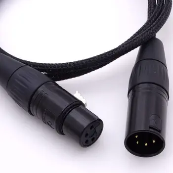 

1M black nylon sleeve 4 cores silver plated wires 4-pin xlr male balanced to 4-pin xlr female balanced headphone auido cable