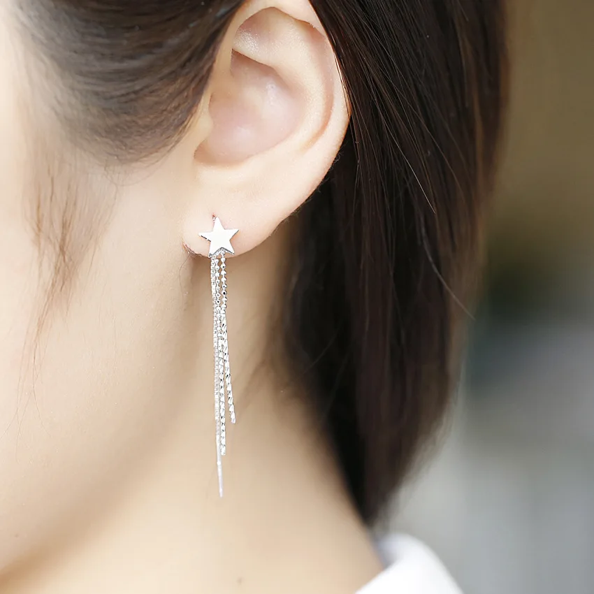 star Tassels ear line earrings 100% 925 Sterling silver Jewelry fashion Hypoallergenic dangle earrings for women gift