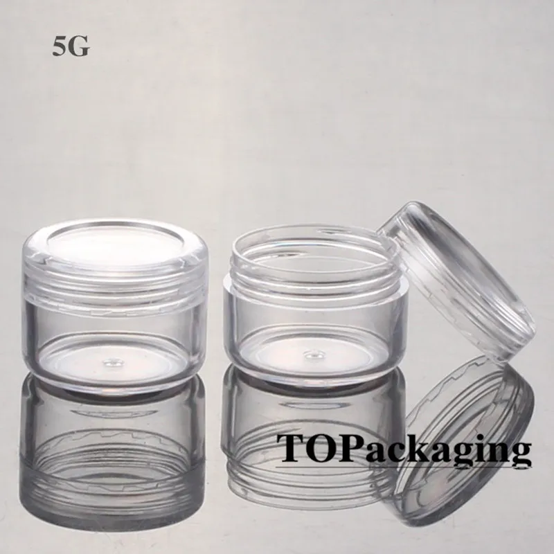 100PCS/LOT-5G Cream Jar,Clear Plastic Cosmetic Eyeshadow Cream Canister,Small Sample Mask Makeup Sub-bottling,Empty Nail Art Box