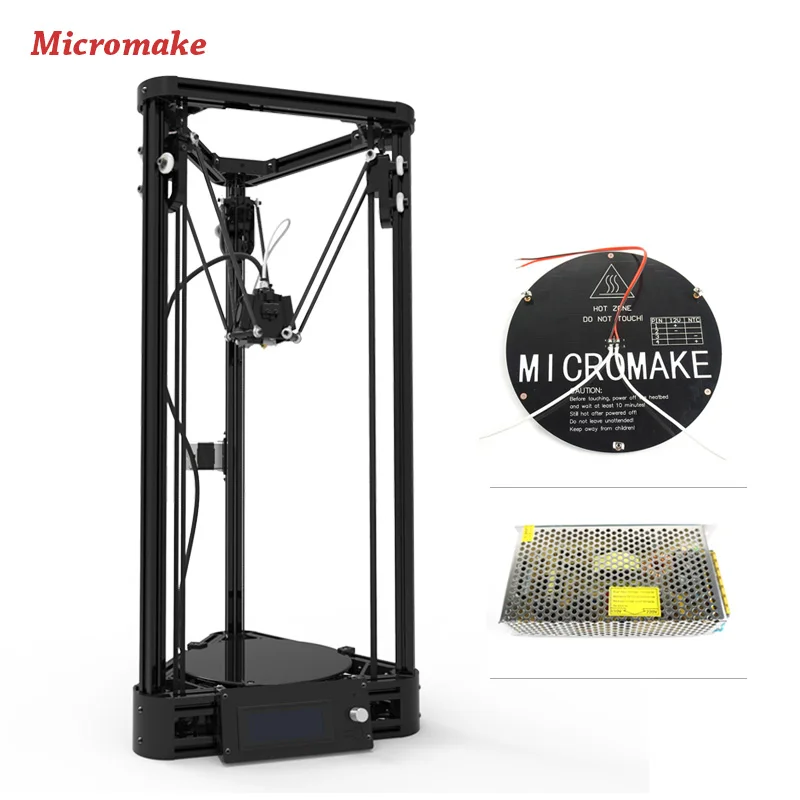 Micromake 3d Принтер шкив версия DIY kit Металл 3D принтер коссель Delta с 8 г SD карты и