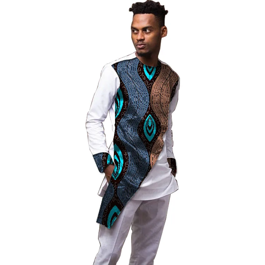 

African men patchwork shirts+trousers African print man Ankara outfits shirt with pant 2 pieces set clothing Customized