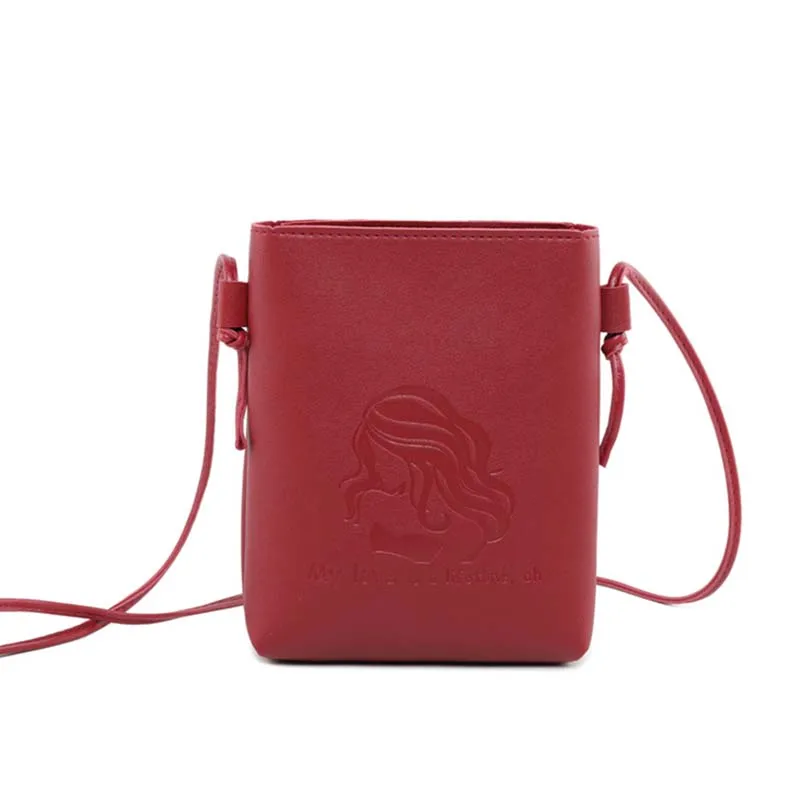 

Women Shoulder Bag PU Leather Zipper Figure Head Print Simple Casual Crossbody Messenger Bags MUG88