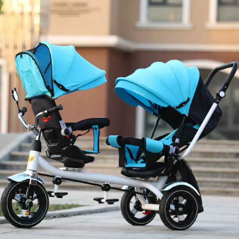 twins Stroller 2 seats good quality Child tricycle Back rear seat can