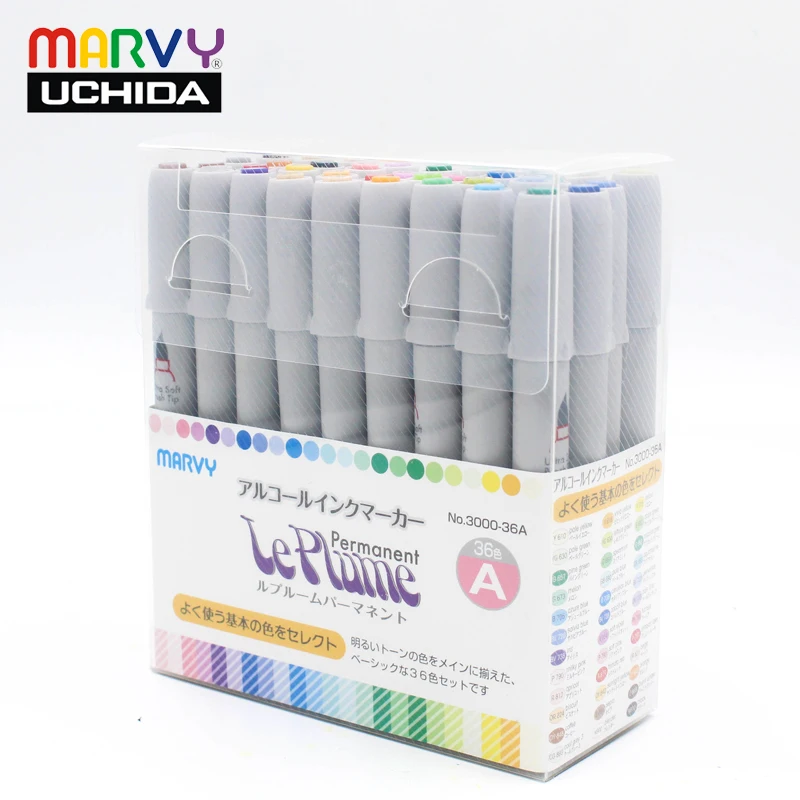 Marvy 3000 Soft Head Brush Markers 12/24/36/72/144pcs Set Manga Colores Brush Markers Pen For Art Supplies