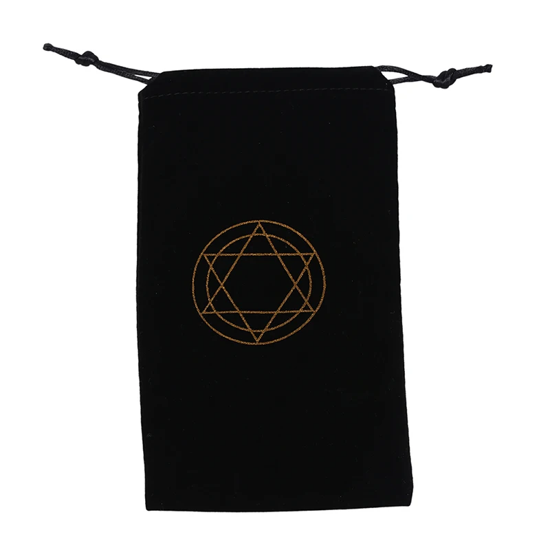 1PCS Six-Pointed Star Pattern Velvet Tarot Card Storage Bag Beam Cards Loading Various Board Game Cards Black 19.5cmx11cm