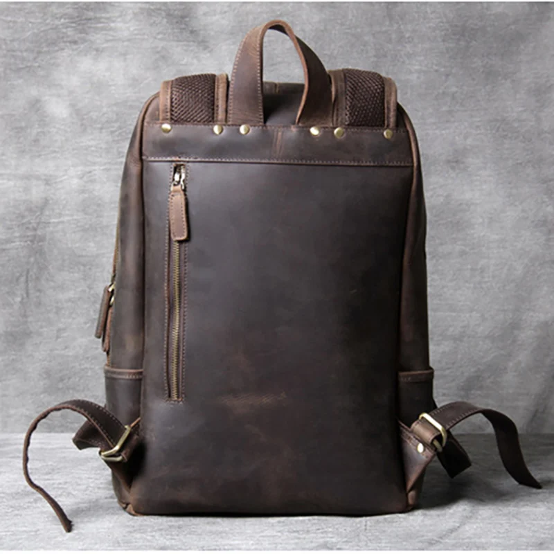 AETOO Retro head cowhide men's shoulder bag leather handmade computer backpack
