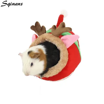 

Sqinans 5 Designs Cartoon Small Pet Sleeping House Hamster Puppy Kitten Plush Nest Beds Guniea Pig Hedgehog Warm Bed House