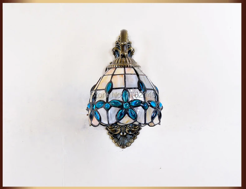 Сиреневый настенный светильник в средиземноморском стиле 26 см. Хрустальные