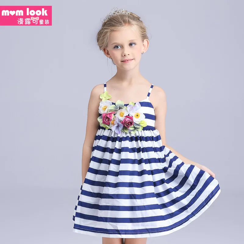 

Marine Style Summer Dresses Sleeveless Knee-length Casual Kids Weddingchildren Girls Clothings Kawaihae Brand Ccdsgklsl003