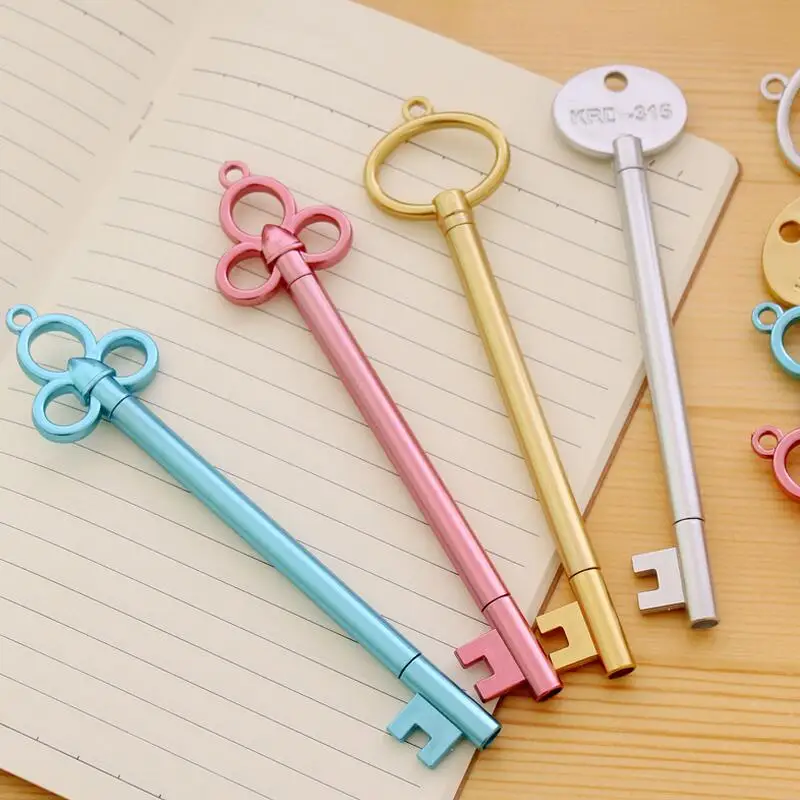 

0.38mm Creative Gold Key Gel Pen Metal Texture Cute Kawaii Customalized Pens For Kids Novely Item School Supplies