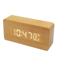 Светодиодный квадратный прикроватный маленький будильник Современный Подарок Деревянные Часы голосового Управление светодиодный электрические часы ликвидация товаров