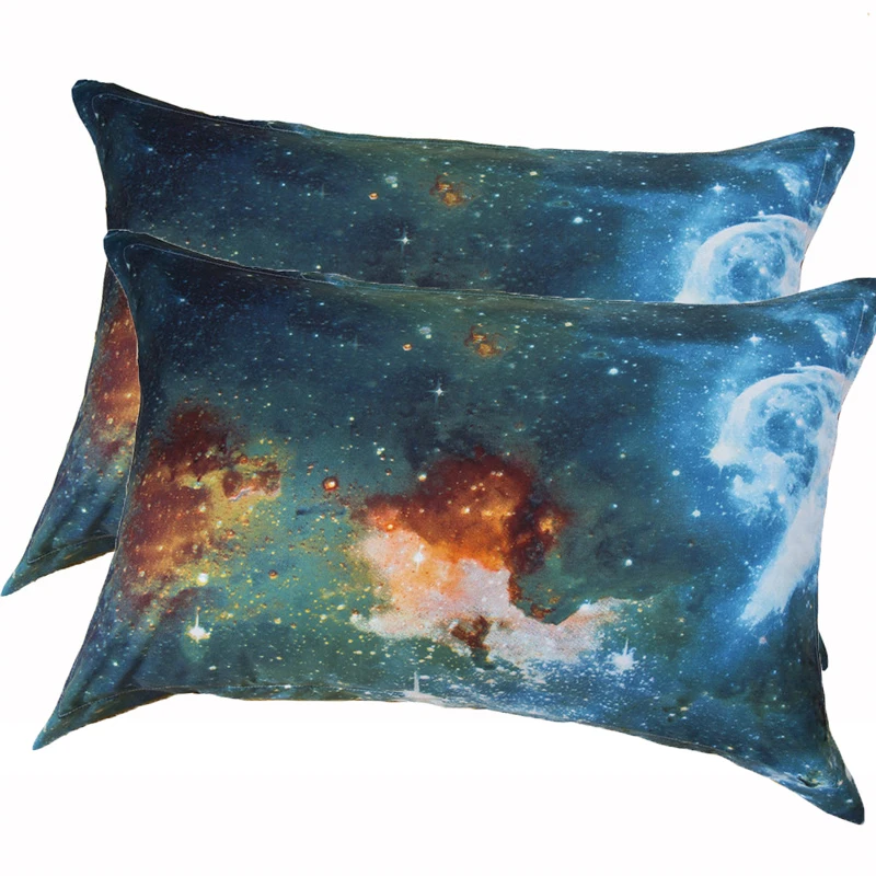 iDouillet 2 Pieces Nebula Galaxy Print Rectangle Pillow Case Cover