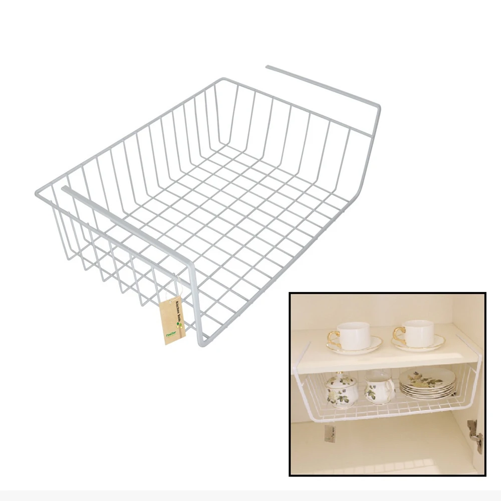 Under Shelf Basket Wrap Rack Storage Organization Basket